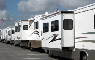 Photo of RVs lined up at America’s Largest RV Show in Hershey PA