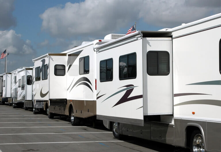 Photo of RVs lined up at America’s Largest RV Show in Hershey PA