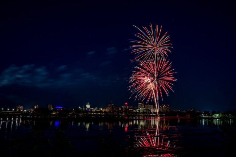 Photo of fireworks during Harrisburg and Gettysburg 4th of July