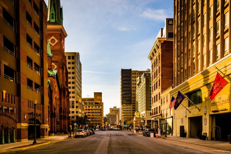 View of downtown Harrisburg buildings from the street