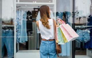 Person holding bags while shopping in Hershey, PA