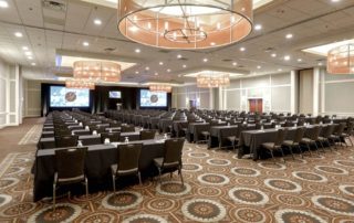 Interior of tables and chairs in meeting space at Pennsylvania conference center