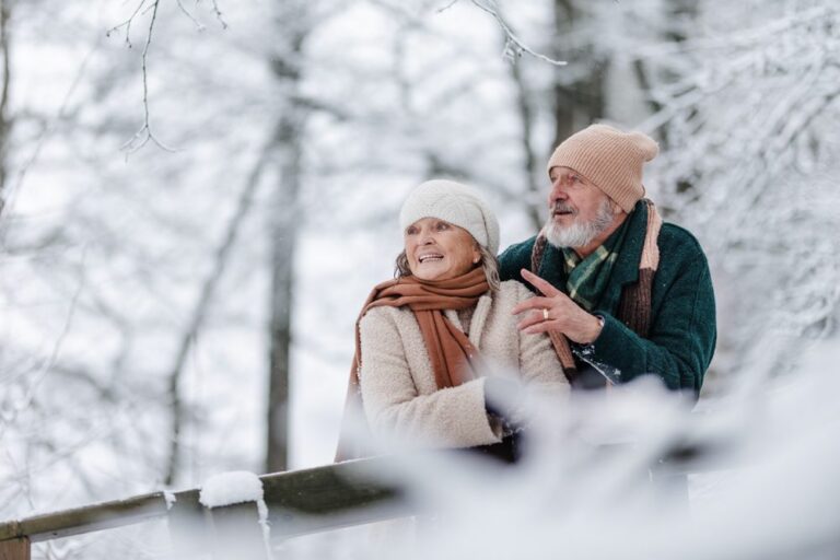 elderly couple enjoying winter activities in Harrisburg PA