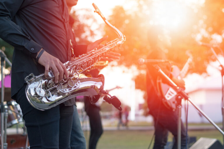Person playing jazz in the park during an event in Harrisburg PA